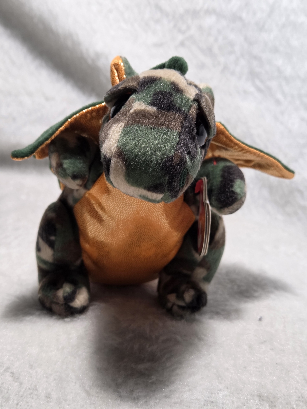 RAZOR Ty Beanie Babies Dragon Green Camo with Orange Wings Stuffed Toy 2015